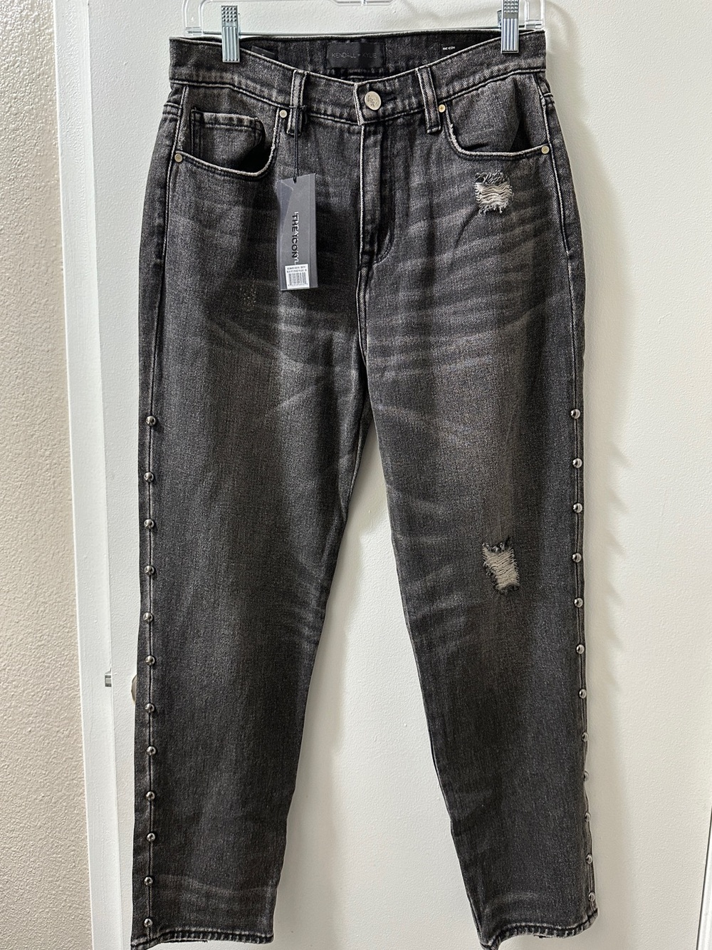 Kendall & Kylie Black Straight Leg Jeans with Side Stud Detail